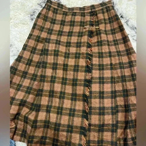 Vintage Oscar de la Renta plaidwool wrap skirt size 4/5 luxury